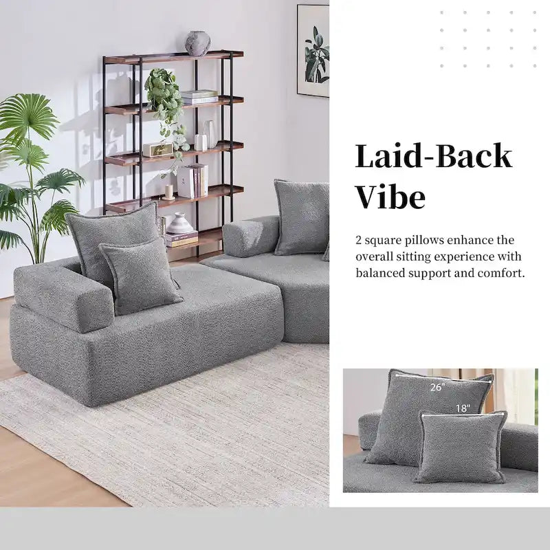 Canapé sectionnel modulaire capitonné en tissu bouclé, personnalisable soi-même
