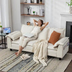 Tufted Upholstered 3 Seater Sofa Modern Chenille Couches