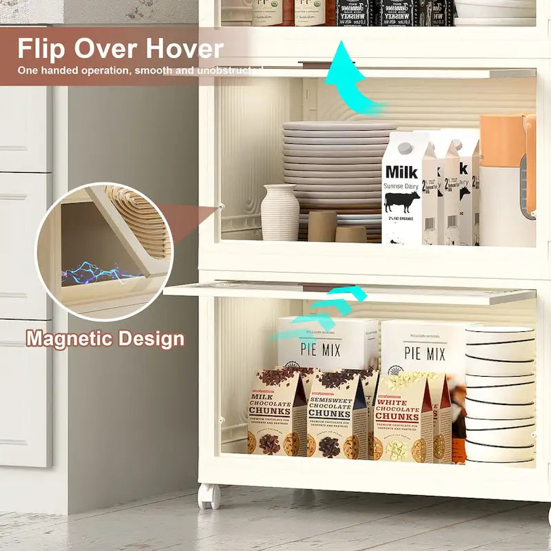 4 Tier Plastic Storage Bins with Lids,Stackable Storage Containers with Wheels, Folding Storage Boxes, Collapsible Storage Bins