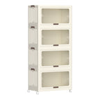 4 Tier Plastic Storage Bins with Lids,Stackable Storage Containers with Wheels, Folding Storage Boxes, Collapsible Storage Bins