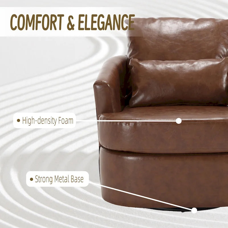 Swivel Barrel Chair, Comfy Round Accent Sofa Chair for Living Room, 360 Degree Swivel Barrel Club Chair, Leisure Arm Chair