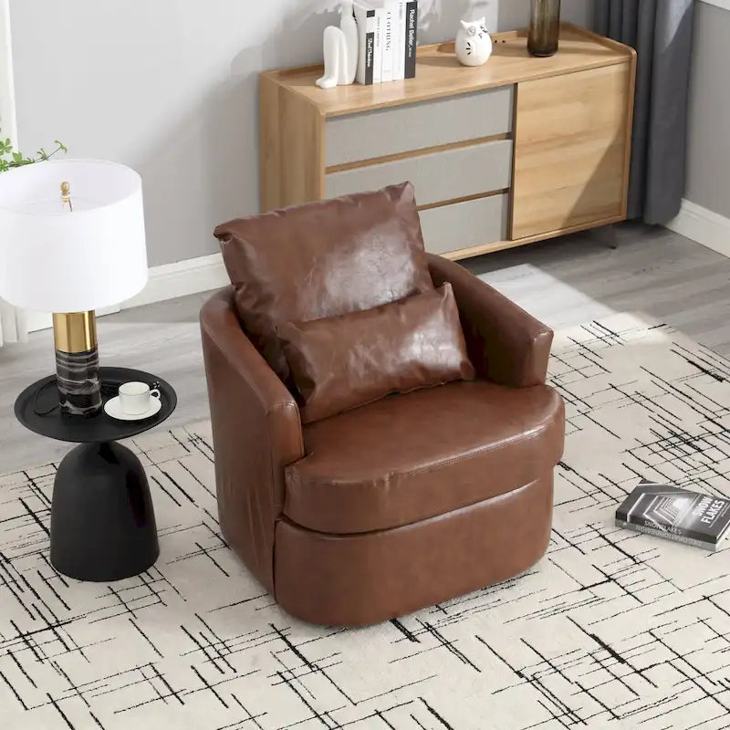 Swivel Barrel Chair, Comfy Round Accent Sofa Chair for Living Room, 360 Degree Swivel Barrel Club Chair, Leisure Arm Chair