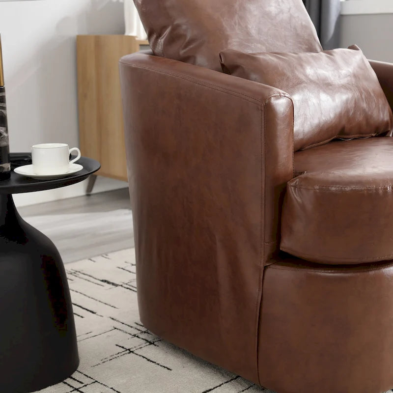 Swivel Barrel Chair, Comfy Round Accent Sofa Chair for Living Room, 360 Degree Swivel Barrel Club Chair, Leisure Arm Chair