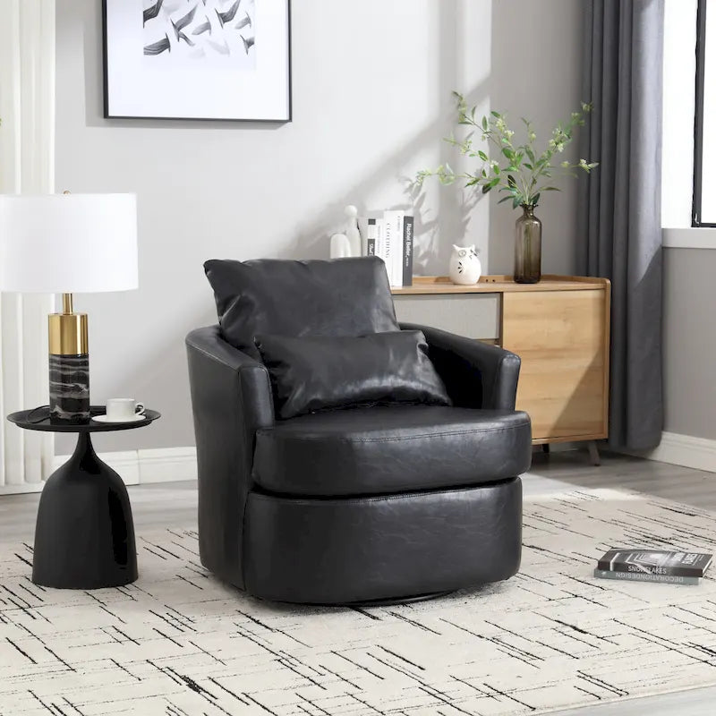 Swivel Barrel Chair, Comfy Round Accent Sofa Chair for Living Room, 360 Degree Swivel Barrel Club Chair, Leisure Arm Chair