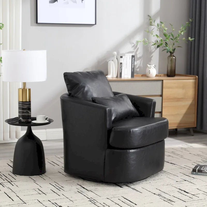 Swivel Barrel Chair, Comfy Round Accent Sofa Chair for Living Room, 360 Degree Swivel Barrel Club Chair, Leisure Arm Chair