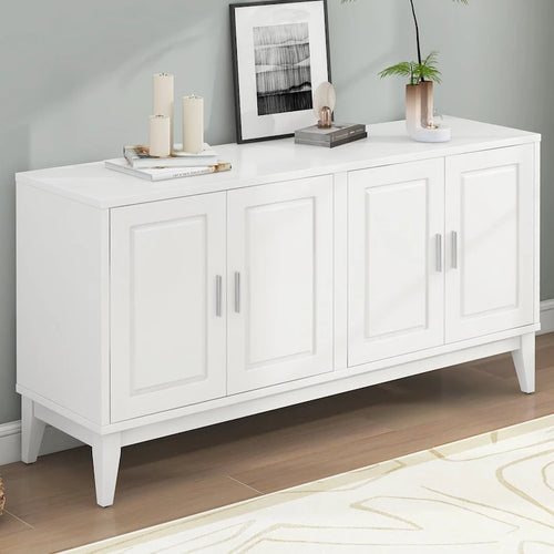 Buffet 4 portes avec étagère pour salon, deux grands placards avec étagère réglable
