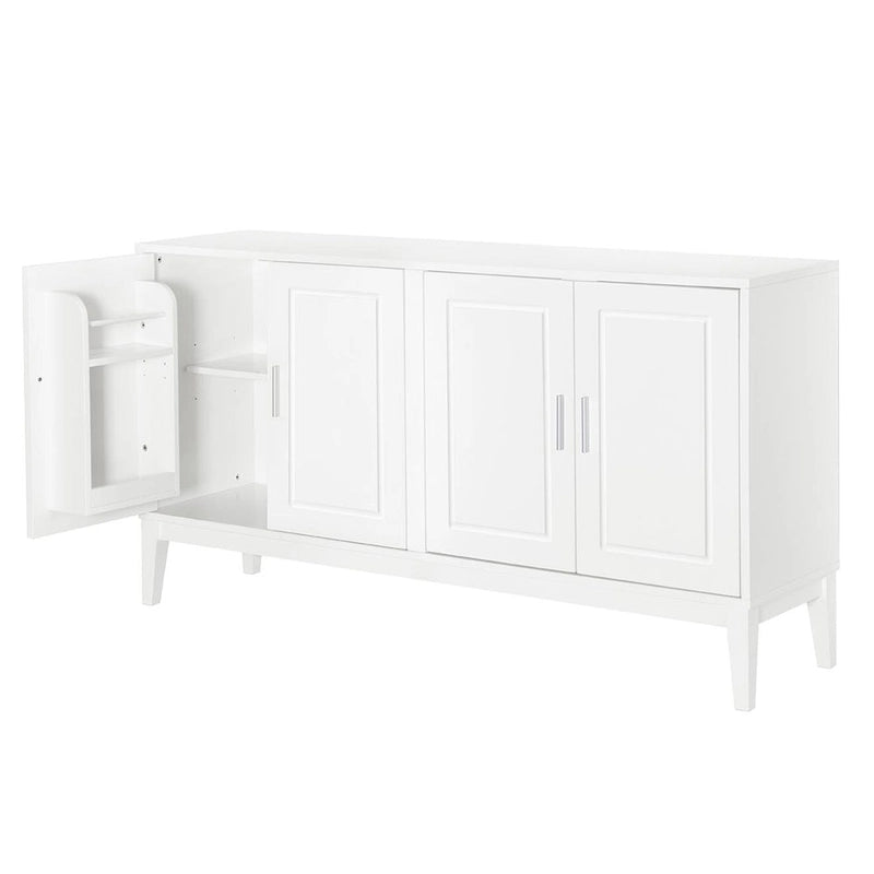 Buffet 4 portes avec étagère pour salon, deux grands placards avec étagère réglable