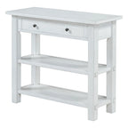 Table console 36 po en bois massif style rustique avec tiroirs et 2 étagères