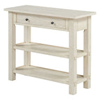 Table console 36 po en bois massif style rustique avec tiroirs et 2 étagères