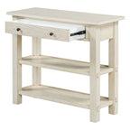 Table console 36 po en bois massif style rustique avec tiroirs et 2 étagères