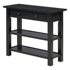 Table console 36 po en bois massif style rustique avec tiroirs et 2 étagères