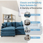 112 Modern L-Shape Chenille Upholstered Sofa with 5 Pillows
