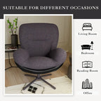 360 Swivel Accent Chair, Modern Chenille Lounge Chair with Faux Leather and Black Metal Base Frame, Comfortable Reading Chair