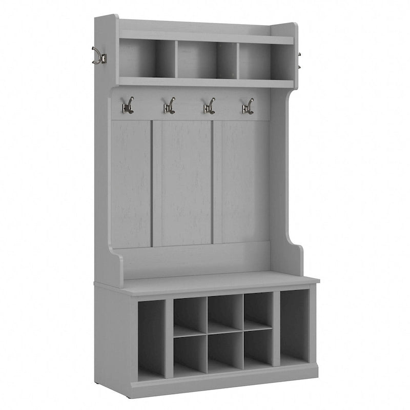 Woodland 40W Hall Tree and Shoe Bench with Shelves by Bush Furniture