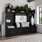 Woodland Hall Tree and Small Shoe Bench with Shelves by Bush Furniture