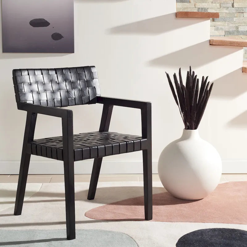 Chaise de salle à manger en cuir tressé SAFAVIEH Gerda - 22,1 L x 20,9 P x 31,9 H - 22Wx21Px32H