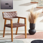 Chaise de salle à manger en cuir tressé SAFAVIEH Gerda - 22,1 L x 20,9 P x 31,9 H - 22Wx21Px32H