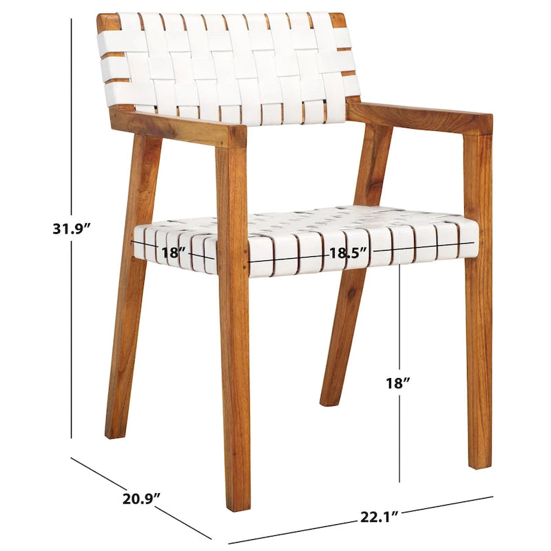 Chaise de salle à manger en cuir tressé SAFAVIEH Gerda - 22,1 L x 20,9 P x 31,9 H - 22Wx21Px32H