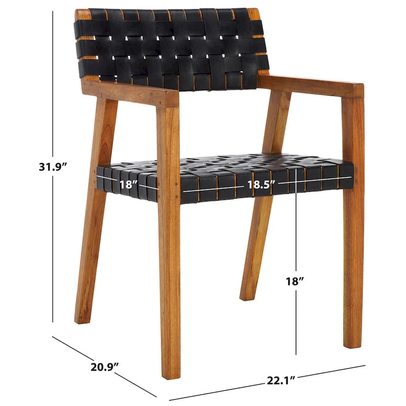 Chaise de salle à manger en cuir tressé SAFAVIEH Gerda - 22,1 L x 20,9 P x 31,9 H - 22Wx21Px32H