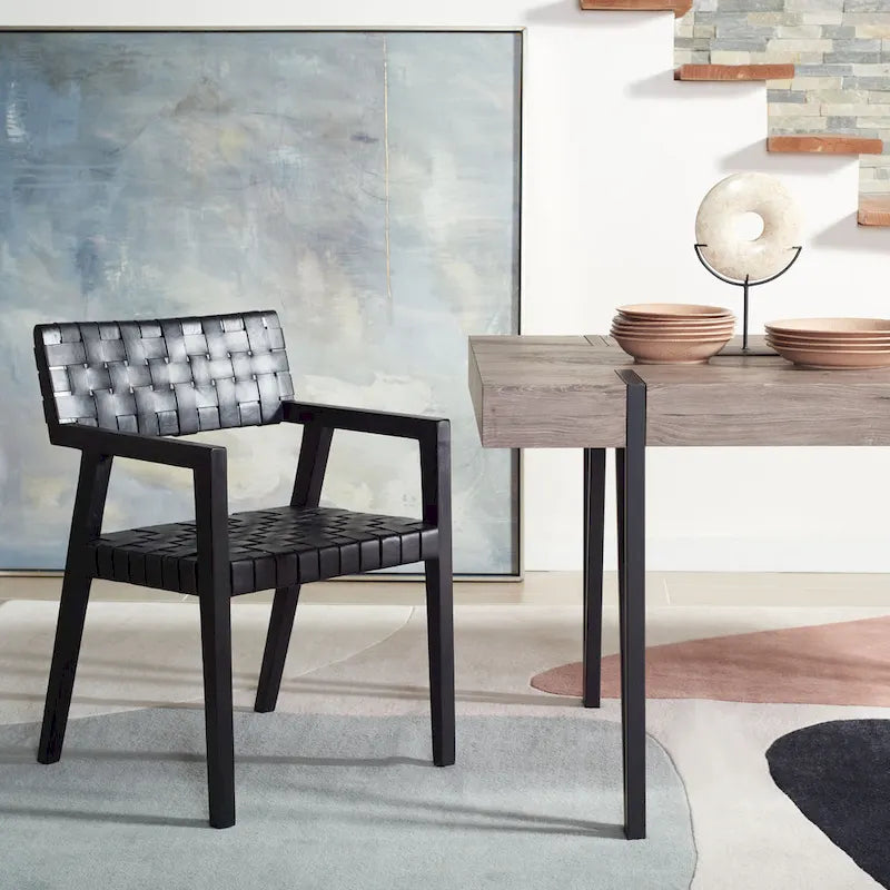 Chaise de salle à manger en cuir tressé SAFAVIEH Gerda - 22,1 L x 20,9 P x 31,9 H - 22Wx21Px32H