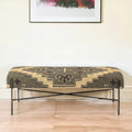 HomeRoots 55 Green Brown and Black Upholstered Abstract Cotton Blend Bench - 55