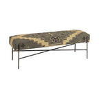 HomeRoots 55 Green Brown and Black Upholstered Abstract Cotton Blend Bench - 55