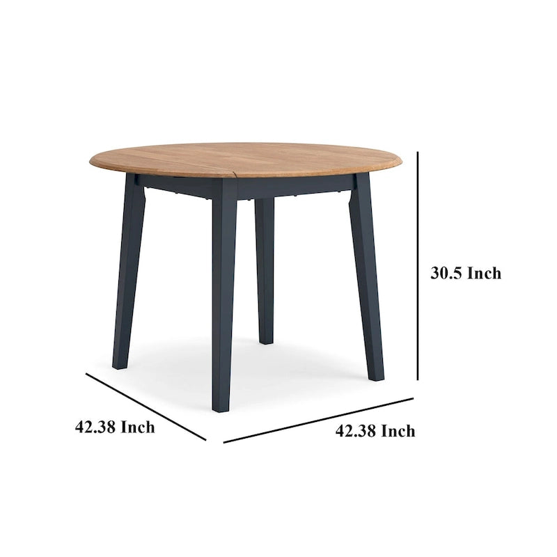 Table de salle à manger Gasy, extensible de 26 à 42 pouces, bleu foncé, bois, 2 rallonges