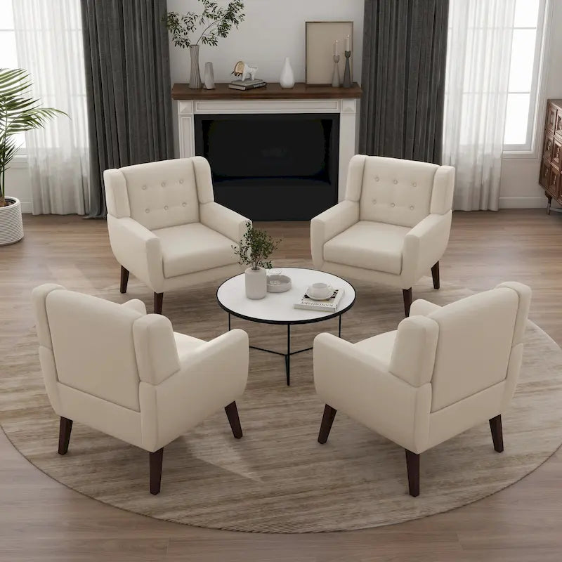 Lot de 4 fauteuils d'appoint en coton pour le salon