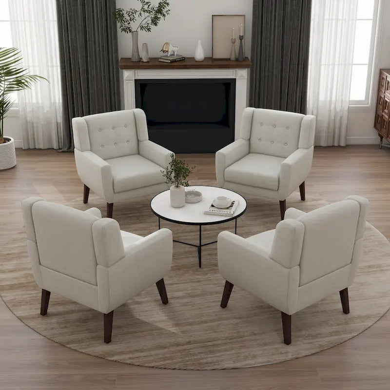 Lot de 4 fauteuils d'appoint en coton pour le salon
