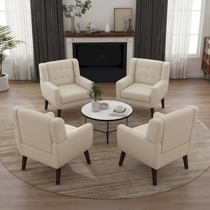 Lot de 4 fauteuils d'appoint en coton pour le salon