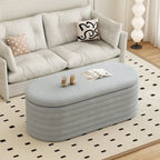 Storage Chenille Ottoman Bench Upholstered Fabric Storage Bench End of Bed Stool with Safety Hinge