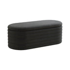 Storage Chenille Ottoman Bench Upholstered Fabric Storage Bench End of Bed Stool with Safety Hinge