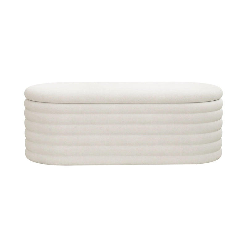 Storage Chenille Ottoman Bench Upholstered Fabric Storage Bench End of Bed Stool with Safety Hinge