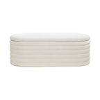 Storage Chenille Ottoman Bench Upholstered Fabric Storage Bench End of Bed Stool with Safety Hinge