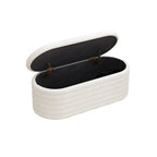 Storage Chenille Ottoman Bench Upholstered Fabric Storage Bench End of Bed Stool with Safety Hinge