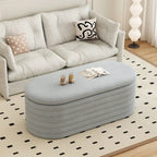 Storage Chenille Ottoman Bench Upholstered Fabric Storage Bench End of Bed Stool with Safety Hinge