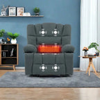 Chenille Manual Recliner Chair with Massage and Lumbar Heating, Dual Cup Holders, Side Pockets