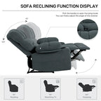Chenille Manual Recliner Chair with Massage and Lumbar Heating, Dual Cup Holders, Side Pockets