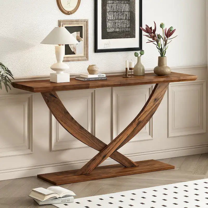 Christopher Knight Home - Mirod, console de style rustique moderne avec pieds en X pour salon et chambre à coucher