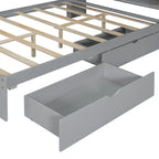 Wooden Platform Storage Bed Full Size Bed Frame with Storage Headboard