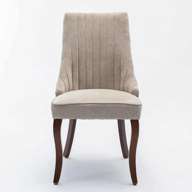 2-Piece Armless Dining Chairs Set with High Back, Upholstered Kitchen Accent Chairs with Curved Solid Wood Legs