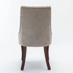 2-Piece Armless Dining Chairs Set with High Back, Upholstered Kitchen Accent Chairs with Curved Solid Wood Legs