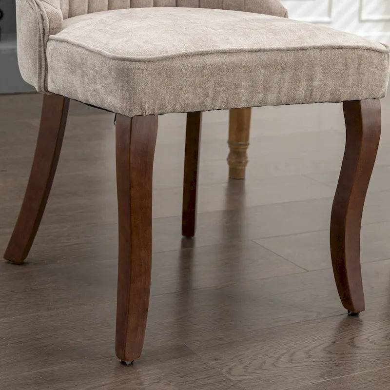 2-Piece Armless Dining Chairs Set with High Back, Upholstered Kitchen Accent Chairs with Curved Solid Wood Legs