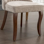 2-Piece Armless Dining Chairs Set with High Back, Upholstered Kitchen Accent Chairs with Curved Solid Wood Legs