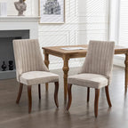 2-Piece Armless Dining Chairs Set with High Back, Upholstered Kitchen Accent Chairs with Curved Solid Wood Legs