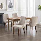 2-Piece Armless Dining Chairs Set with High Back, Upholstered Kitchen Accent Chairs with Curved Solid Wood Legs