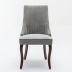 2-Piece Armless Dining Chairs Set with High Back, Upholstered Kitchen Accent Chairs with Curved Solid Wood Legs