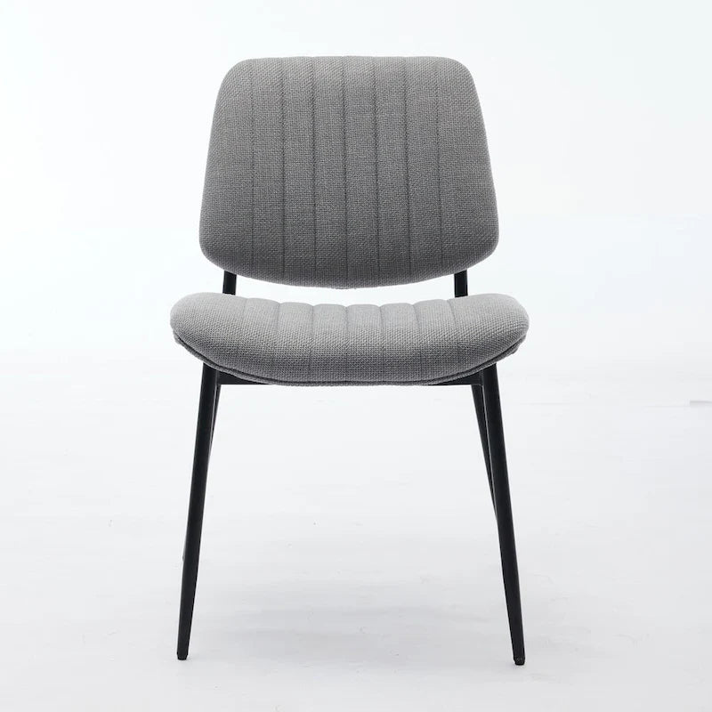 2 Piece Linen Dining Chair Set with Metal Legs, Curved Backrest Dining Room Chair Indoor Lounge Side Chair
