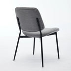 2 Piece Linen Dining Chair Set with Metal Legs, Curved Backrest Dining Room Chair Indoor Lounge Side Chair