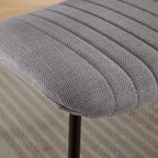 2 Piece Linen Dining Chair Set with Metal Legs, Curved Backrest Dining Room Chair Indoor Lounge Side Chair